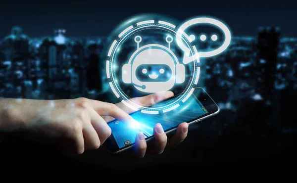 man-inteacting with chat-bot