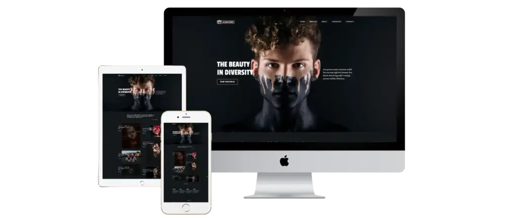 La Kloe Studio website displayed on desktop, tablet, and mobile devices, featuring a dark photography portfolio design